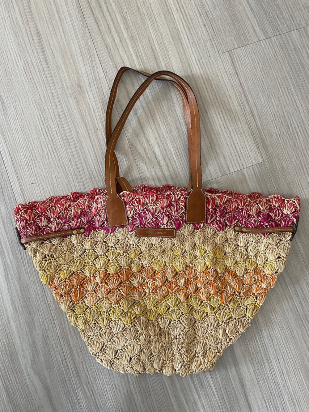 Isabel Marant Cobia Raffia Embellished Woven Tote Bag